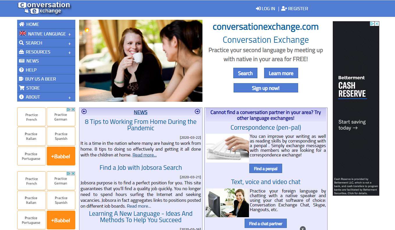 Website luyện nói Conversation Exchange